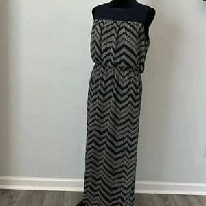 ENFOCUS Studio Blue and Tan Maxi dress